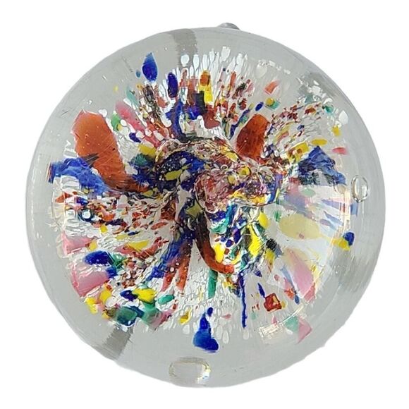 Vintage End of day Inspired Paperweight, Abstract Colorful 3" x 2" - Picture 2 of 6